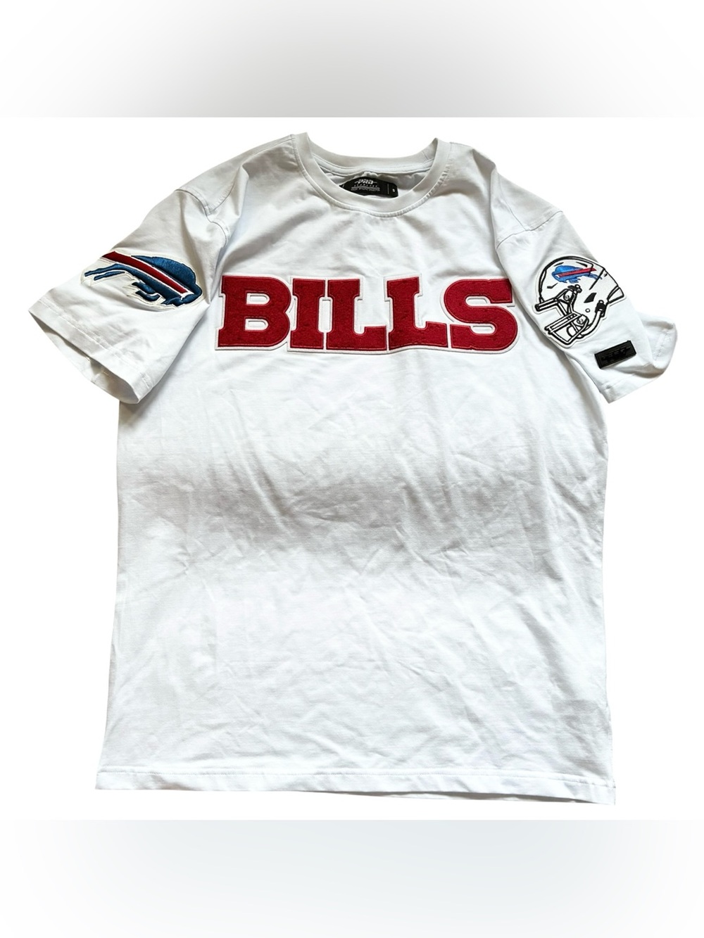 Pro Standard Buffalo Bills NFL White T-Shirt S Chenille Patch Helmet Graphic Tee